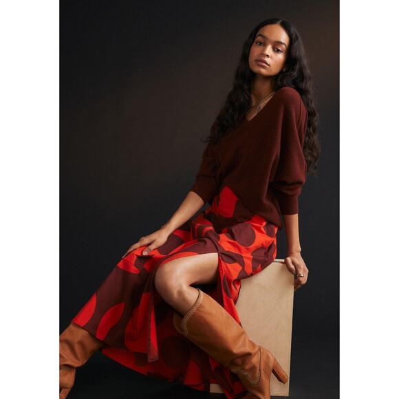 FARM Rio for Anthropologie Dresses & Skirts - NWT Farm Rio A line side slit polka dot maxi skirt sz XS